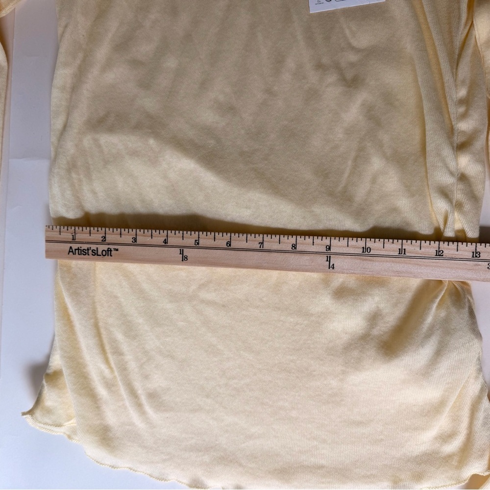 ZARA Soft Light Yellow Off-Shoulder Boat Neck Long Sleeve Top - Picture 6 of 7
